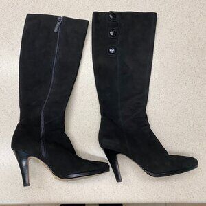 NWOB Cole Haan x Air Aliya Black Suede Knee High Platform Heel Boots - US Size 9